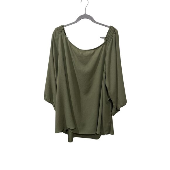 Torrid Olive Green Smocked Off-Shoulder Blouse Size 6 NWT - Picture 4 of 4